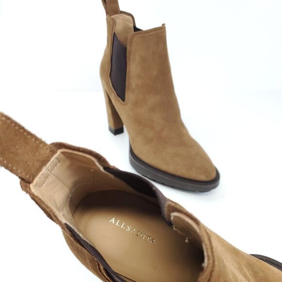 All Saints Harper Lug Sole Suede Ankle High Heeled Boots US 11 NWOB - Picture 12 of 14